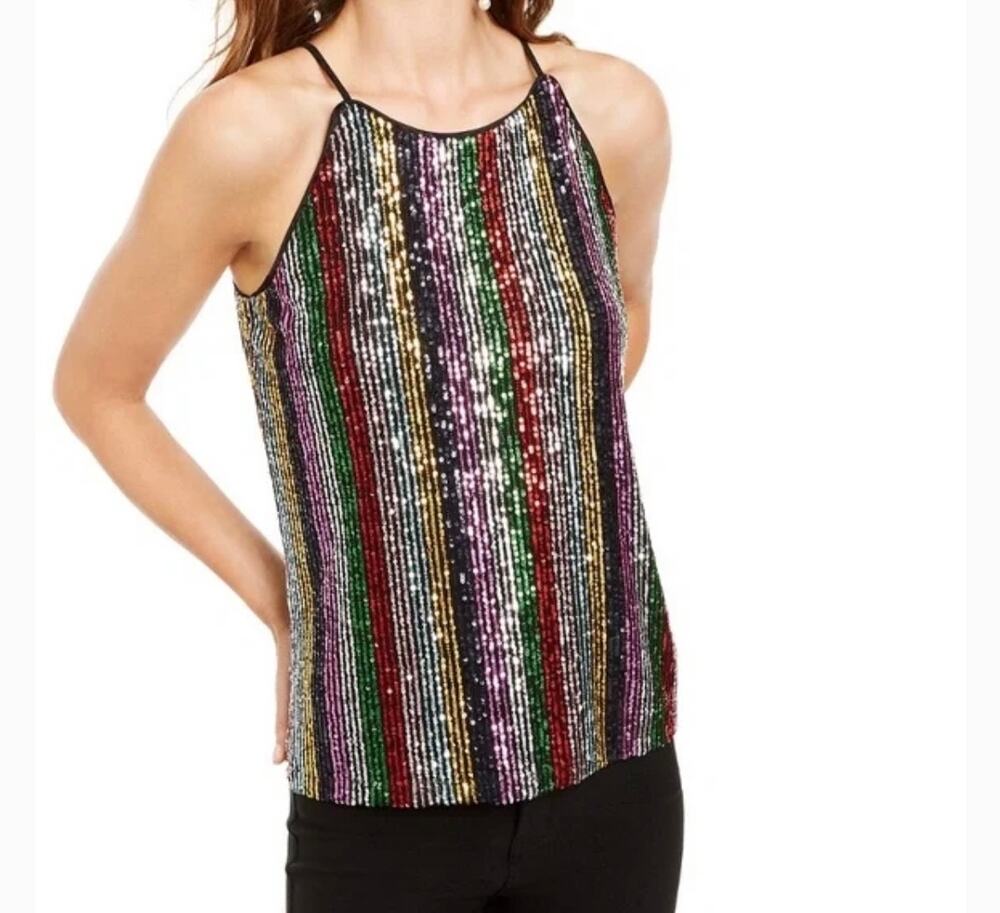 INC Rainbow Sequin Top Medium